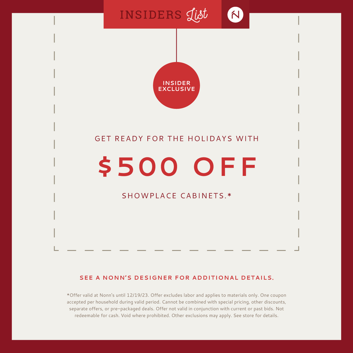 Coupon for Showplace Cabinets